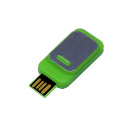 USB-флешка промо на 32 Гб прямоугольной формы, выдвижной механизм, зеленый