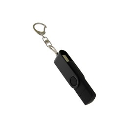 USB-флешка на 32 Гб 2 в 1 поворотный механизм, c дополнительным разъемом Type-C с одноцветным металлическим клипом, черный