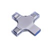 USB-флешка на 128 Гб 4 в 1 поворотный механизм, c дополнительными разъемами MicroUSB, TypeC и Lightning, серебристый