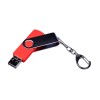 USB-флешка на 64 ГБ поворотный механизм, c двумя дополнительными разъемами MicroUSB и TypeC, красный