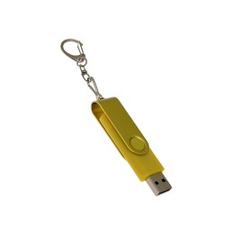 USB-флешка на 8 Гб 2 в 1 поворотный механизм, c дополнительным разъемом Type-C с одноцветным металлическим клипом, желтый