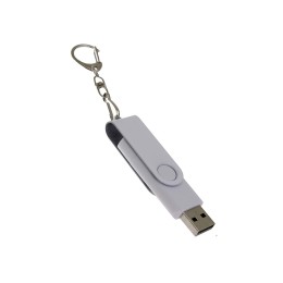 USB-флешка на 128 Гб 2 в 1 поворотный механизм, c дополнительным разъемом Type-C с одноцветным металлическим клипом, белый