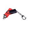 USB-флешка на 32 Гб поворотный механизм, c двумя дополнительными разъемами MicroUSB и TypeC, красный