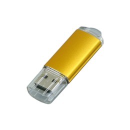 Флешка промо прямоугольной формы  c прозрачным колпачком, 32 Гб, золотистый