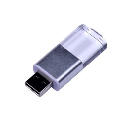 USB-флешка промо на 16 Гб прямоугольной формы, выдвижной механизм, белый