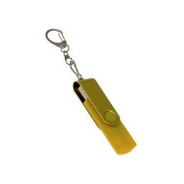 USB-флешка на 128 Гб 2 в 1 поворотный механизм, c дополнительным разъемом Type-C с одноцветным металлическим клипом, желтый