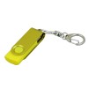 Флешка промо поворотный механизм, с однотонным металлическим клипом, 64 Гб, желтый