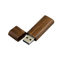Флешка эргономичной прямоугольной формы, с округленными краями, дерево, 32 Гб, коричневый