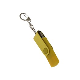 USB-флешка на 128 Гб 2 в 1 поворотный механизм, c дополнительным разъемом Type-C с одноцветным металлическим клипом, желтый
