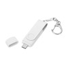 USB-флешка на 32 Гб 3 в 1 поворотный механизм, c двумя дополнительными разъемами MicroUSB и TypeC C с одноцветным металлическим клипом, белый