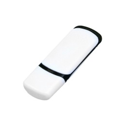 Флешка промо прямоугольной классической формы с цветными вставками, 4 Гб, белый/черный