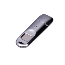 Металлическая флешка со сканером отпечатков пальцев в подарочной упаковке на 256 Гб, серебристый