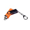 USB-флешка на 32 Гб поворотный механизм, c двумя дополнительными разъемами MicroUSB и TypeC, оранжевый