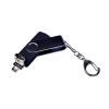 USB-флешка на 32 Гб поворотный механизм, c двумя дополнительными разъемами MicroUSB и TypeC, черный
