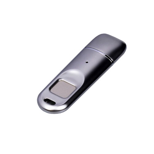 Металлическая флешка со сканером отпечатков пальцев в подарочной упаковке на 128 Гб, серебристый