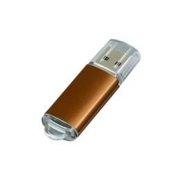 Флешка промо прямоугольной формы  c прозрачным колпачком, 64 Гб, коричневый