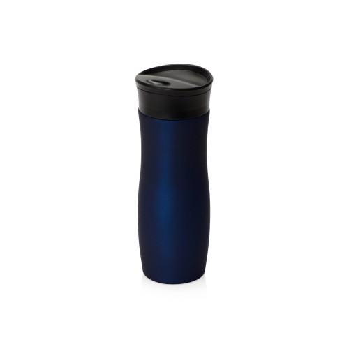Вакуумная термокружка с кнопкой Streamline, Waterline, soft-touch, тубус, темно-синий