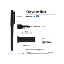 Ручка "CityWrite.BLACK" шариковая, черный пластиковый корпус, 1.0 мм, синяя