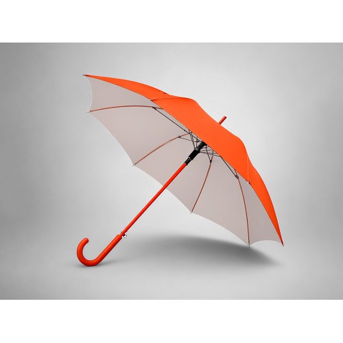 Зонт-трость "Silver Color" полуавтомат, оранжевый/серебристый
