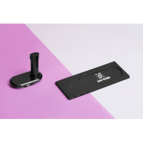 Беспроводное настольное зарядное устройство "Glide" с подсветкой, софт тач