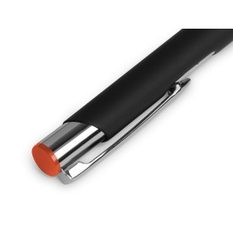 Ручка металлическая шариковая "Legend Mirror Gum" софт-тач с цветным слоем, черный / оранжевый