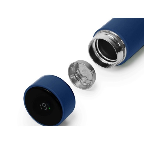 Термос FAMILY MARK LED, soft touch (Тёмно-синий)