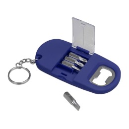 Брелок-открывалка с отвертками и фонариком "Uni", софт-тач, синий