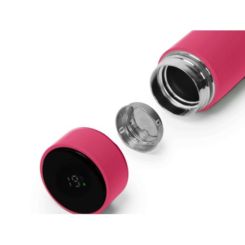 Термос FAMILY MARK LED, soft touch (Розовый)