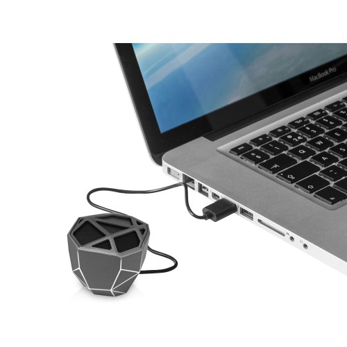 Портативная колонка «Geo», мокрый асфальт + белая подсветка