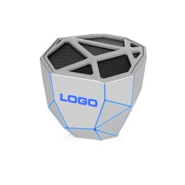 Портативная колонка «Geo», серебристый + синяя подсветка