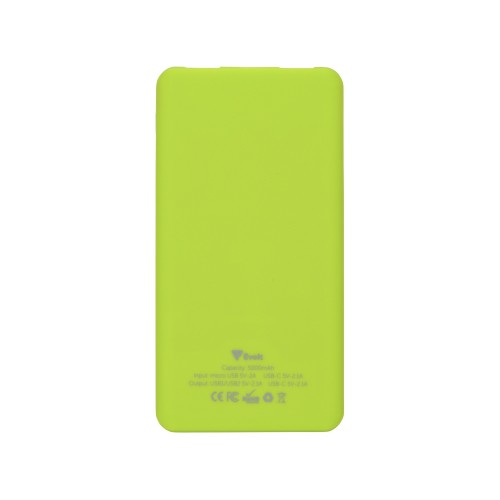Портативное зарядное устройство «Reserve» с USB Type-C, 5000 mAh, зеленое яблоко