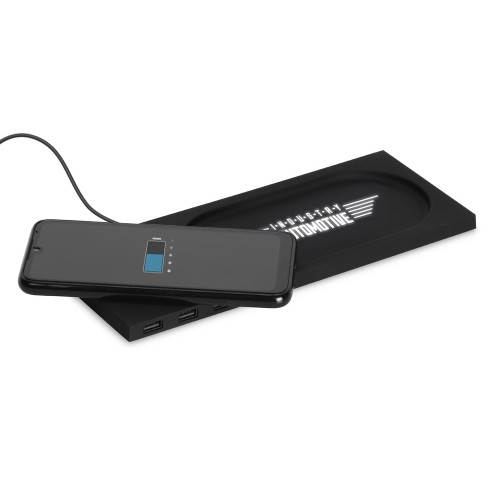 Беспроводное настольное зарядное устройство "Glide" с подсветкой, софт тач