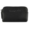 Ключница BUGATTI Bella, чёрная, воловья кожа/полиэстер, 12х1,5х7 см