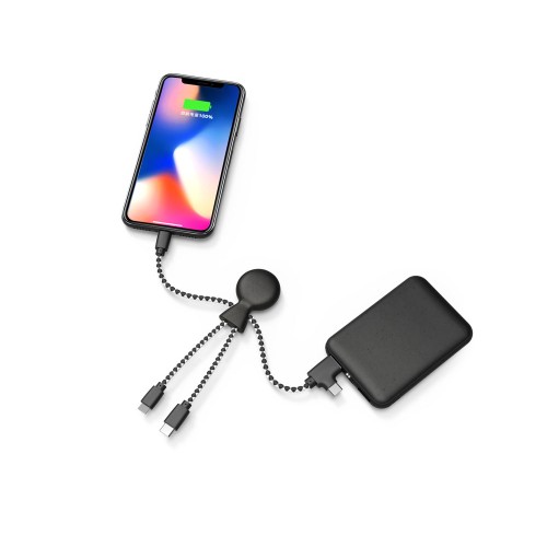 Портативное зарядное устройство "BioPack" c кабелем "Mr. Bio", 5000 mAh, черный