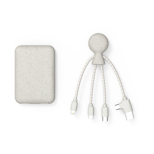 Портативное зарядное устройство "BioPack" c кабелем "Mr. Bio", 5000 mAh, белый