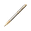 Ручка роллер Parker IM Premium Warm Silver (grey) GT, стержень: F, цвет чернил: black, в подарочной упаковке.