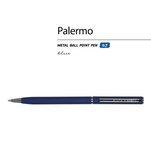 Ручка "Palermo" шариковая  автоматическая, темно-синий металлический корпус, 0,7 мм, синяя