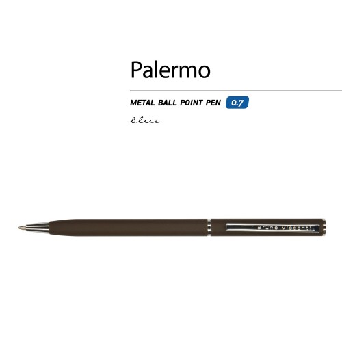 Ручка "Palermo" шариковая  автоматическая, коричневый металлический корпус, 0,7 мм, синяя