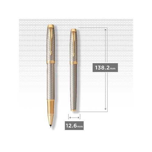 Ручка роллер Parker IM Premium Warm Silver (grey)  GT, стержень: F, цвет чернил: black, в подарочной упаковке.