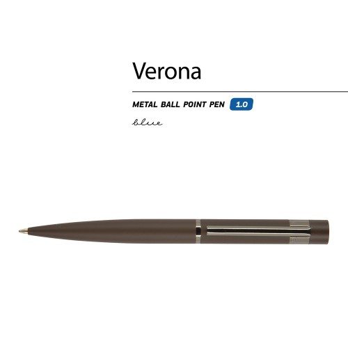 Ручка "Verona" шариковая  автоматическая, коричневый металлический корпус 1.0 мм, синяя