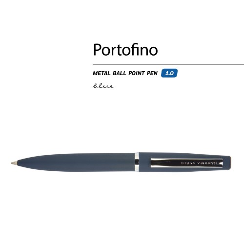 Ручка "Portofino" шариковая  автоматическая, синий металлический корпус, 1.0 мм, синяя