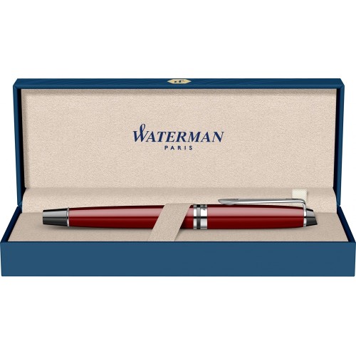 Ручка-роллер Waterman Expert Dark Red Lacquer CT Black, стержень: Fblk