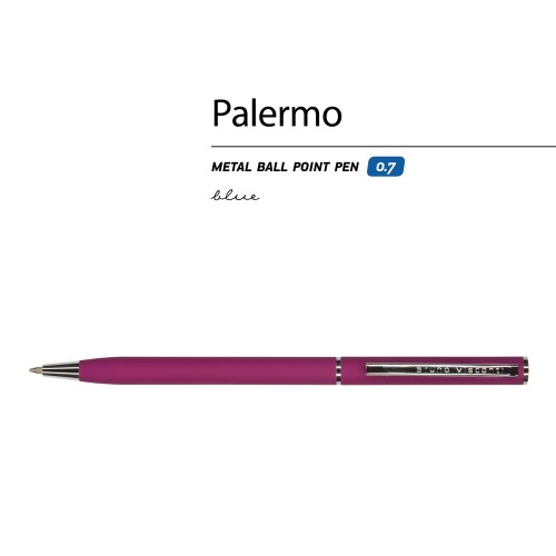 Ручка "Palermo" шариковая  автоматическая, бордовый металлический корпус, 0,7 мм, синяя