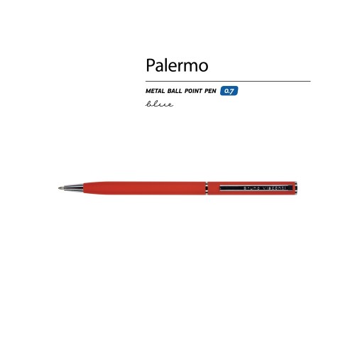 Ручка металлическая шариковая «Palermo», софт-тач, 0,7 мм,  красный