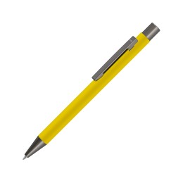 Ручка шариковая UMA «STRAIGHT GUM» soft-touch, с зеркальной гравировкой, желтый