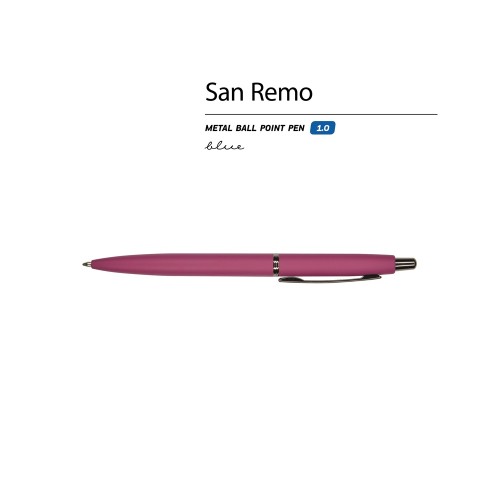 Ручка металлическая шариковая "San Remo", софт-тач, 1.0 мм, бордовый
