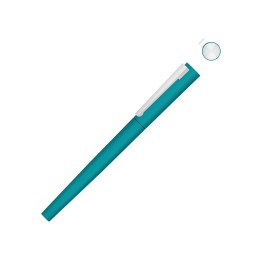 Ручка металлическая роллер «Brush R GUM» soft-touch с зеркальной гравировкой, бирюзовый