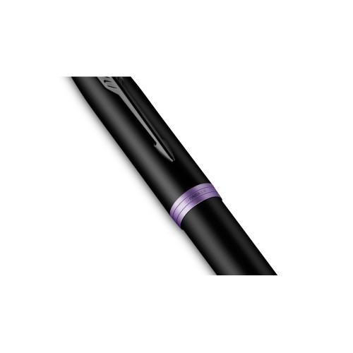 Ручка-роллер Parker IM Vibrant Rings Flame Amethyst Purple, стержень:Fblk, в подарочной упаковке.