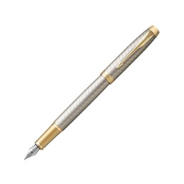 Перьевая ручка Parker IM Premium Warm Silver (grey)  GT, перо: F, цвет чернил: blue, в подарочной упаковке.