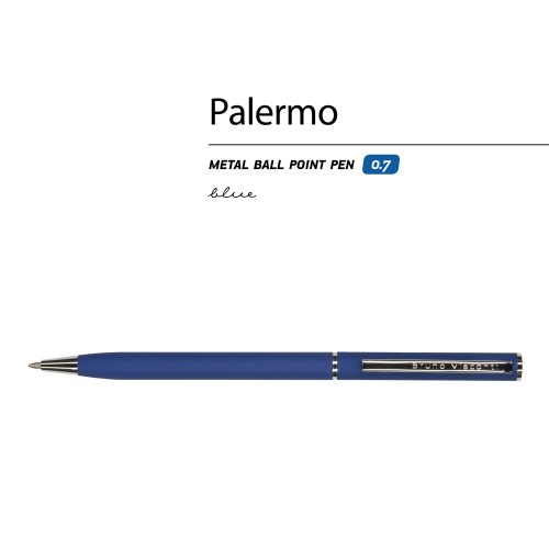Ручка "Palermo" шариковая  автоматическая, синий металлический корпус, 0,7 мм, синяя